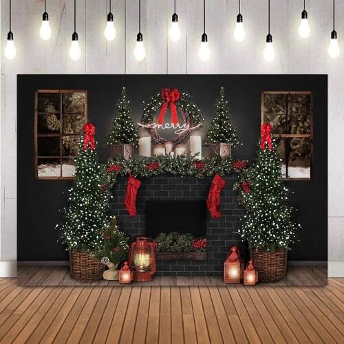 Winter windows Merry Christmas Photography Backdrop Baby Children Portrait Photo Background Studio Christmas Fireplace Phtoocall