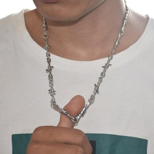 Gothic Short Exaggerated Necklace Punk Style Barbed Wire Brambles Link Chain Choker Gifts for Friends Collares