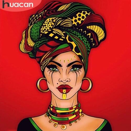 HUACAN Full Square/Round Diamond Painting Woman Mosaic Rhinestones Pictures DIY 5D Diamond Embroidery Portrait Wall Art