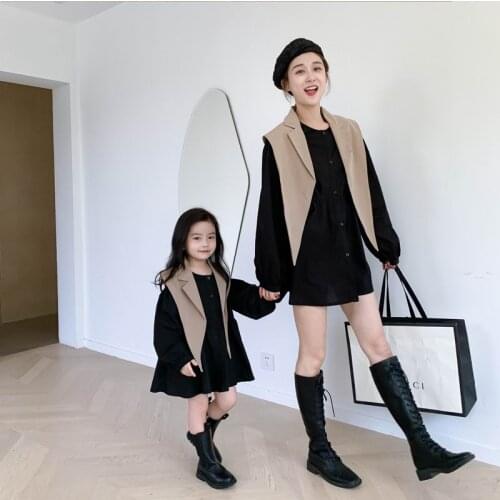 2pcs Family Matching Outfits Mother Daughter Dress Suit Shawl +Shirt Skirt 2pcs Set Family Matching Clothes Mommy and Me Clothes