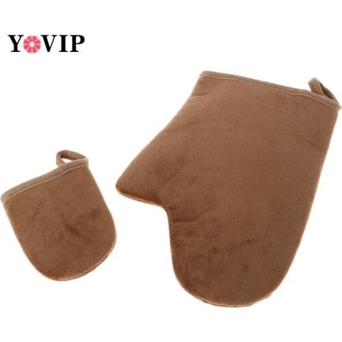 Brown Finger Glove Reusable Body Self Tan Glove Applicator Tanning Gloves Self Tanner Cream Lotion Mousse Body Cleaning Glove