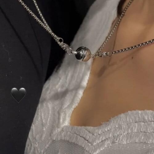 2 pcs Magnetic Couples Necklaces Attraction Matching Valentines Gifts for Women Men Boyfriend Girlfriend Best Friends