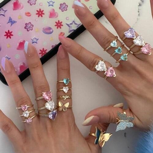 MEISHICHAO Rings With Crystals