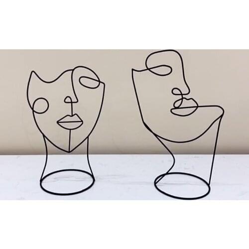 Metal Abstract Characters Decoration Crafts Ornaments Face Figure Home Decor Handmade Figurines Sculpture Art Gift Cap Holder