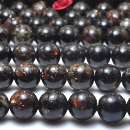 Natural Black Gold Lepidolite Smooth Round Loose Beads Wholesale Gemstone Semi Precious Jewelry Making 15"