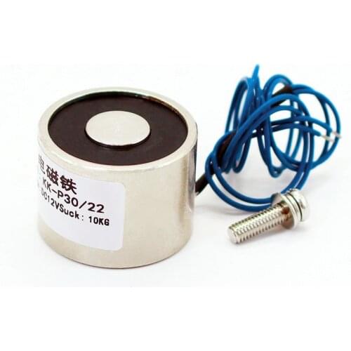 Small 30/22 DC 12V Cylinder Electromagnet Lifting 10KG 100N,Solenoid Strong Sucker Holding Electric Magnet custom