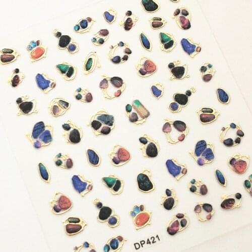 Newest DP421 nail sticker 3d back glue nail decal rhinestones DIY nail decoration tips