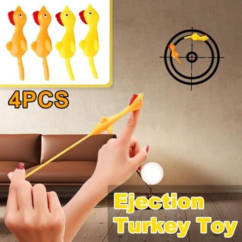 11CM Novelty Gags & Practical Joke Toys Funny Laugh Rubber Chicken Stretchy Flying Turkey Finger Birds Sticky Random Color