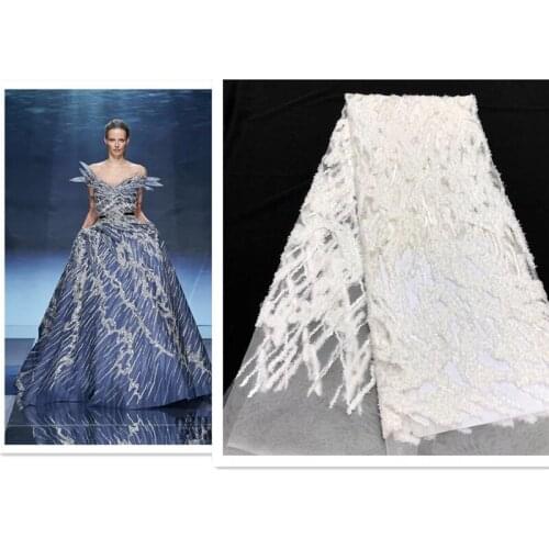 New design african tulle lace fabric with small 3d french net lace 4JRB-206601 embroidered lace fabric for fashion show