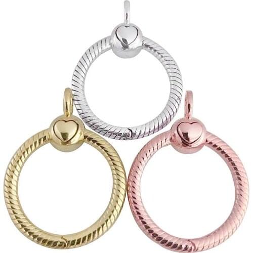 Original Rose Gold & Silver Moments Small O Necklace Pendant Fit 925 Sterling Silver Charm Bracelet Bangle Diy Jewelry
