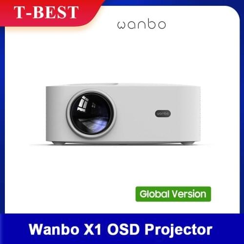 Global Version Wanbo X1 OSD Projector WB-TX1 1080P LCD Glass Lens Low Noise Wireless Projection with AV/Audio/HDMI/USB Ports