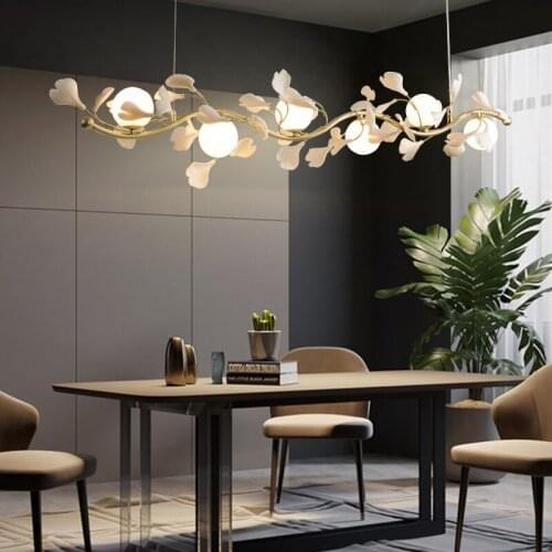 Ginkgo biloba restaurant chandelier simple household atmosphere luxury living room art creative designer decorative lamps