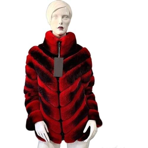 Rex Rabbit Fur Coat Women Real Fur Jacket 2021 Autumn Winter Warm Fashion Overcoat