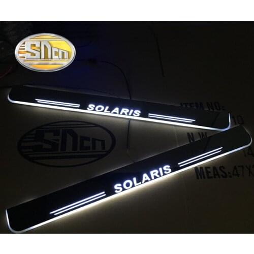 SNCN Car LED Door Sill For Hyundai Solaris 2011 - 2019 2020 Ultra-thin Acrylic Dynamic LED Welcome Light Scuff Plate Pedal