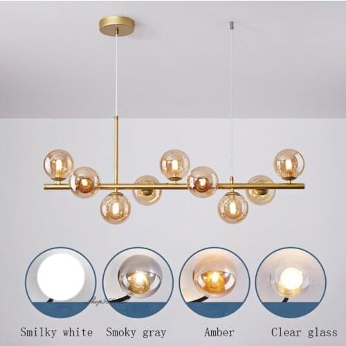Modern Led Pendant Light Gray Glass Hanging Lamp Living Room Decor Bedroom Room Light Lamp Loft Dining Room Suspension Luminaire