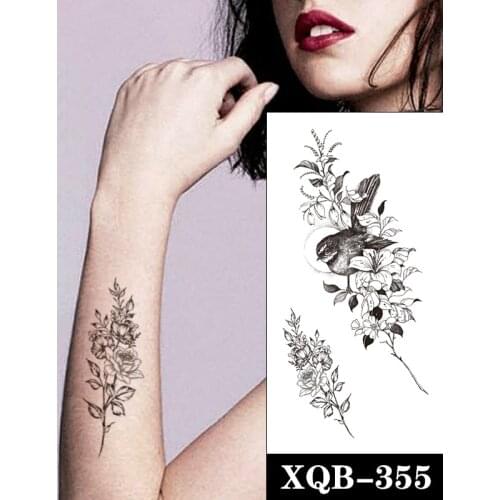 Temporary Tattoo Stickers Plain Flower Rose Swallow Bird Sun Moon Fake Tattoos Waterproof Tatoos Arm Large Size for Women Girl
