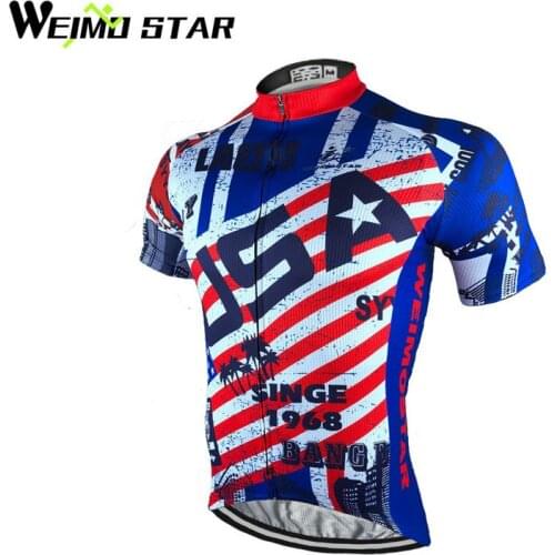 WEIMOSTAR Team USA Men Team Ropa Ciclismo Cycling Bike Short Sleeve Shirt Clothing Bicycle Sports Jersey Tops Size S-5XL