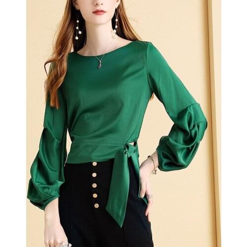 Women Spring Autumn Style Blouses Shirts Lady Casual Loose Style Long Lantern Sleeve O-Neck Blusas Tops ZZ0784