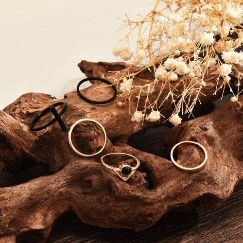 Vintage Rings Set Gothic Metal Alloy Hollow Punk Round Opening Women Finger Ring for Girl Lady Party Costume Jewelry Gifts