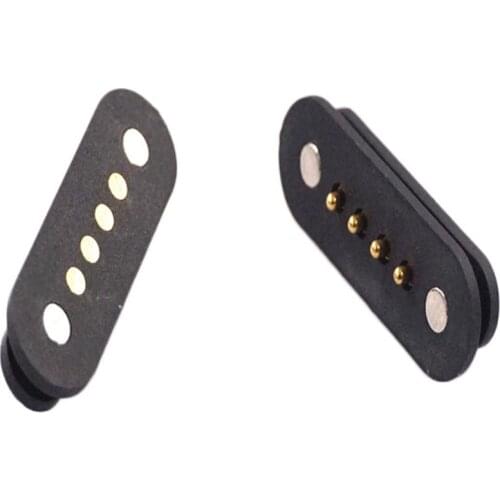 1Pair Magnet Spring Loaded Pogo 4 pin Connector Plug Pitch 2.5mm Through Holes PCB Mount Male Female 2A 36V DC Max Power Charge