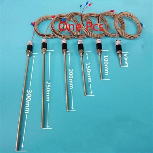 1PCS PT100 Temperature Thermocouple Sensor Probe with Stainless Steel Cable L50~300mm 50~420 degree