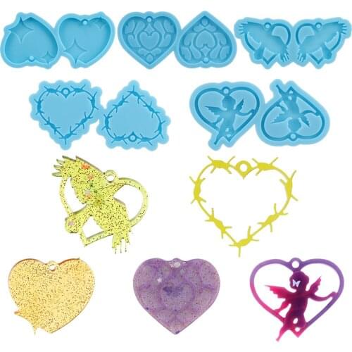 1 Pcs Epoxy Resin Silicone Mold Earrings Key Ring Pendant Molds For DIY Craft Resin Jewelry Making Accessories Decoration