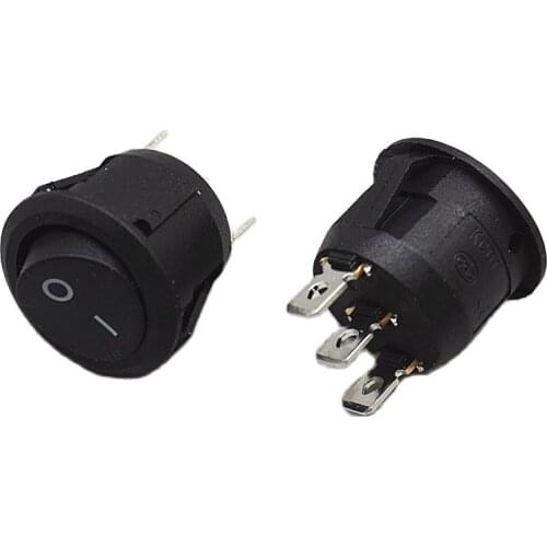 10PCS KCD1-201 KCD1 201 Rocker switch 20mm 6A250V 3-PIN 2position I/O button round switches XL601-105 Free shipping D