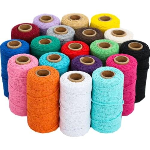 100m/roll 2 plies solid color Bakers' Twine string cotton hand woven cords gift packing rope party decoration home Decor