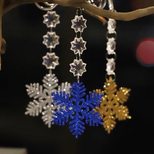 2 PCS Crystal Glitter Snowflake Sequin Curtain Decoration Hanging Pendant Christmas New Year 2021 Decor Accessories