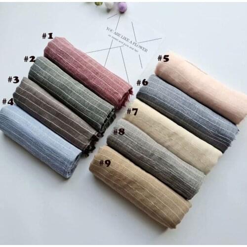 2021 Women Fashion Striped Pattern Cotton Scarf Shawls Wraps Hijabs 9Colors 10pcs/lot
