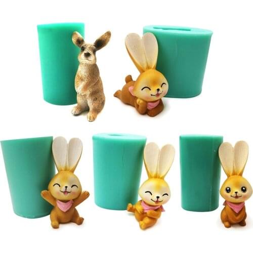 3D Easter Rabbit Bunny Silicone Mold Clay Soap Epoxy Mould Cake Chocolate Dessert Fondant Decorating Tools Baking Supplies