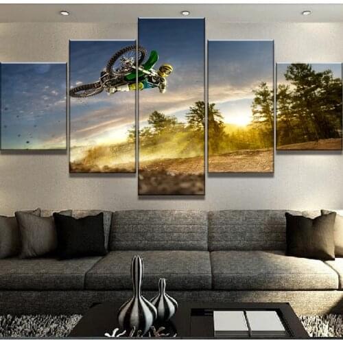5 Piece HD Print Painting Dirt Bike Rider Cuadros Landscape Canvas Wall Art Home Decor For Living Room Unique Gift Wall Picture