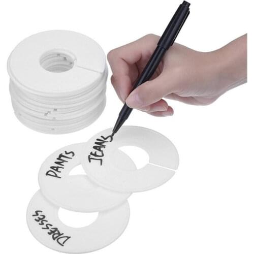 10PCS Plastic DIY Clothing Hangers Rack Dividers Garment Tags Buckles Hanger Wardrobe Size Dividers Hang Tags Size Marking Ring