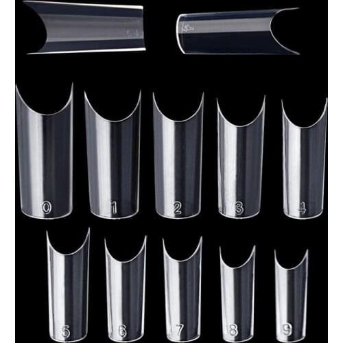 500pcs Nail Tips New Shape"C" Curved Fake Nail Transparent French Acrylic ABS Nail Art False Nails 10 different sizes Nagel Tips