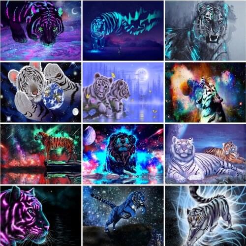 5D Diamond Painting Cross Stitch Tiger Full Round Drill DIY Mosaic Diamond Embroidery Rhinestones Art Home Decor