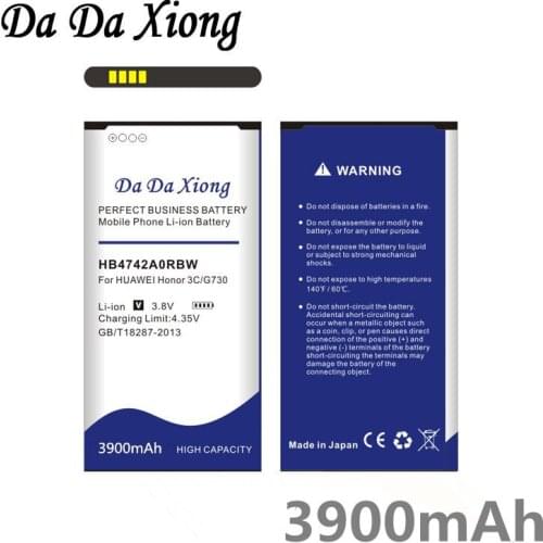 Da Da Xiong 3900mAh HB4742A0RBC HB4742A0RBW Battery for Huawei Honor 3C G630 G730 G740 H30-T00 H30-T10 H30-U10 H30 Phone