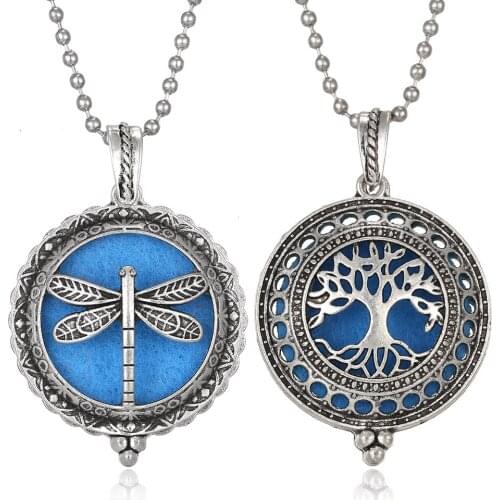 Aromatherapy Necklace Tree of Life Diffuser Jewelry Vintage Open Locket Pendant Essential Oil Perfume Aroma Diffuser Necklace