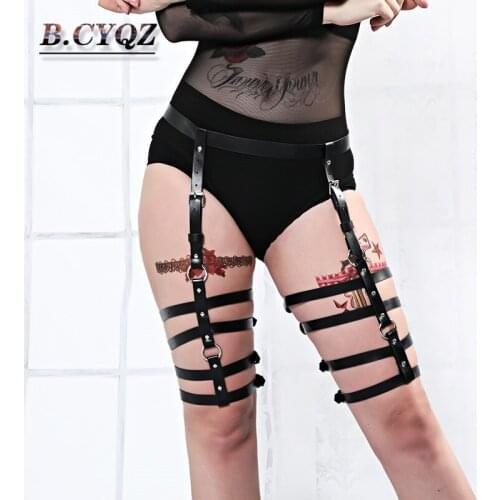 Edgy Leather Harness Pastel Goth Bdsm Women Lingerie Sexy Hot Erotic Porno Thigh Bands Fedom Fetish Punk Adjustable Rave Night