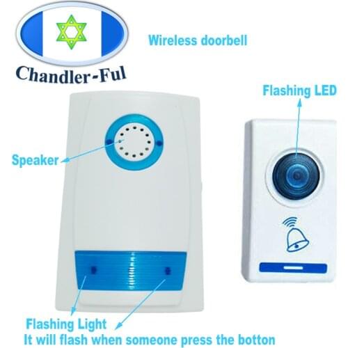 AC Power Wireless DoorBell Call Remote control door chime kit Flashing LED Light loud Speaker Home Hotel digital Smart musical