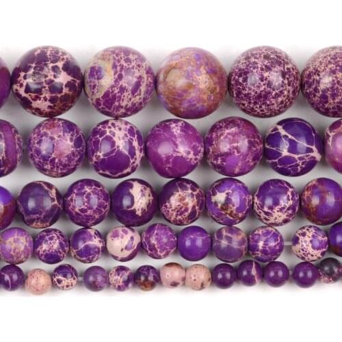 Natural Purple Sea Sediment Jaspers Stone Beads Round Loose Spacer Beads For Jewelry Making 4/6/8/10/12mm DIY Bracelet Handmade