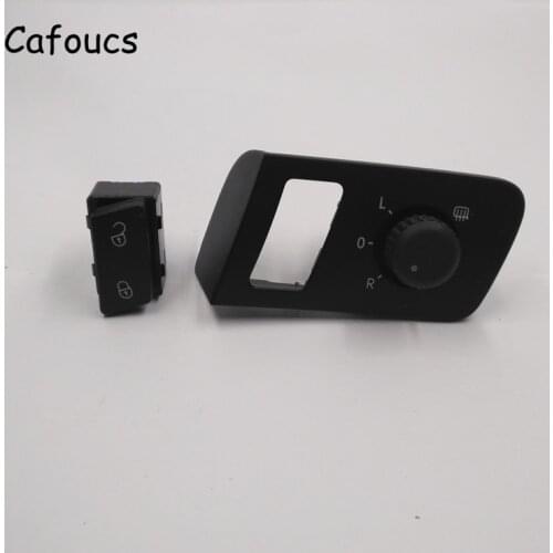 Cafoucs 2pcs/set Car Central Lock switch and rearview Side Mirror Switch For Volkswagen VW Caddy Touran Accessories