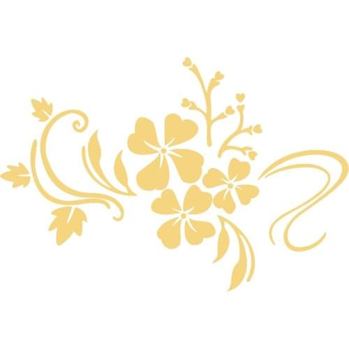 Home Parlour Room Mirror Plastic Flower Art Removable Wall Sticker Decoration Decal Golden Flower Vine Mirror Wall Sticker
