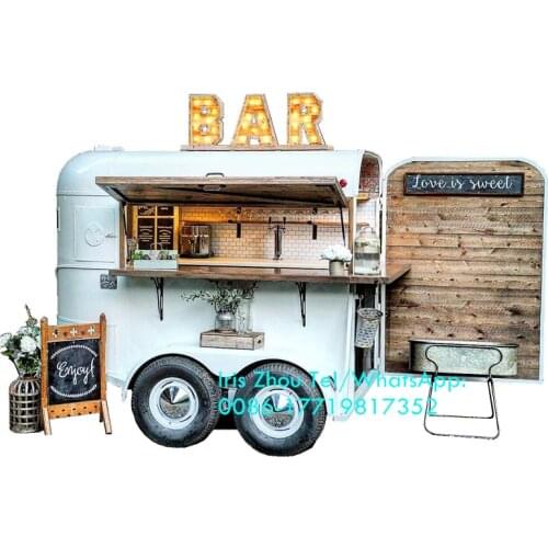 Food Truck Trailer Vintage Mobile Kitchen Horse Box Wine Bar Hot Dog Ice Cream Coffee Cart For Sale