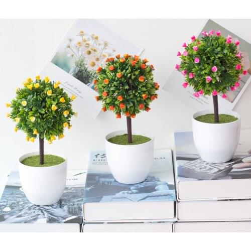 Artificial Plants Bonsai Small Tree Grass Flower Greenery Potted Bonsai Christmas Halloween Wedding New Year Home Garden Decor