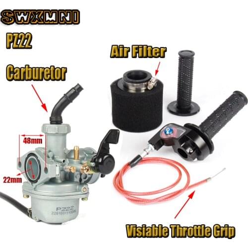 22mm Carb PZ22 Carburetor With Air Filter Visiable Throttle Grip For 110cc 125cc SSR Lifan CRF50 Pit Dirt Bike Motorcycle ATV