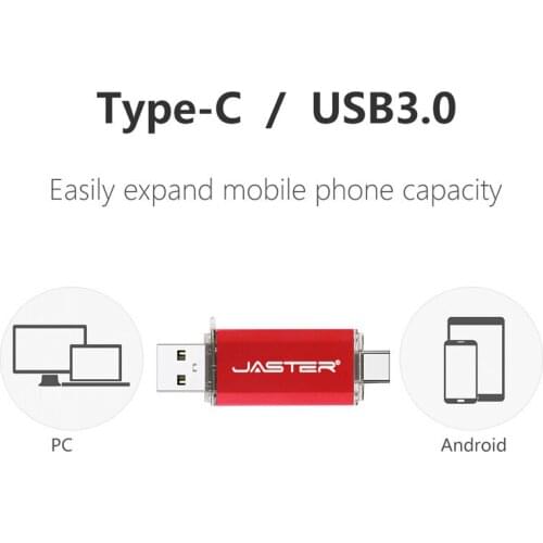 JASTER customer LOGO Type-C 3.1 usb flash drive 3.0 64GB Metal Custom Pen Drive 32GB memory Stick 16GB for Phones Micro stick