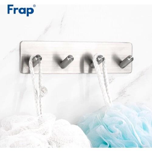 Frap Bathroom Robe Hooks Towel Wall Hooks Kitchen 304 Stainless Steel 4 Hooks Hanger Holder Clothes Hook Accessories Y19003