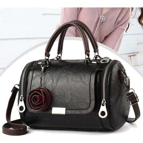 Fashion Women Shoulder Bag With Flower Pendant Ladies Totes Party Purse Boston Handbag Casual Female Messenger Crossbody Bags