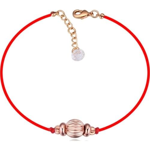 Real Austrian Crystal jewelry thin red thread string rope Charm Bracelets for women Fashion New Rose Gold Color Th-113958