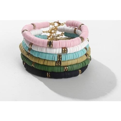 2020 New monochromatic polymer clay Bohemian beach Soft Ceramic cuff bracelets